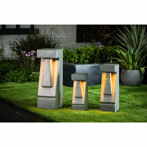 Aptitud Luxen Home Cement 14.25in.H Easter Island Tiki LED Solar Bollard Light AP3268838
